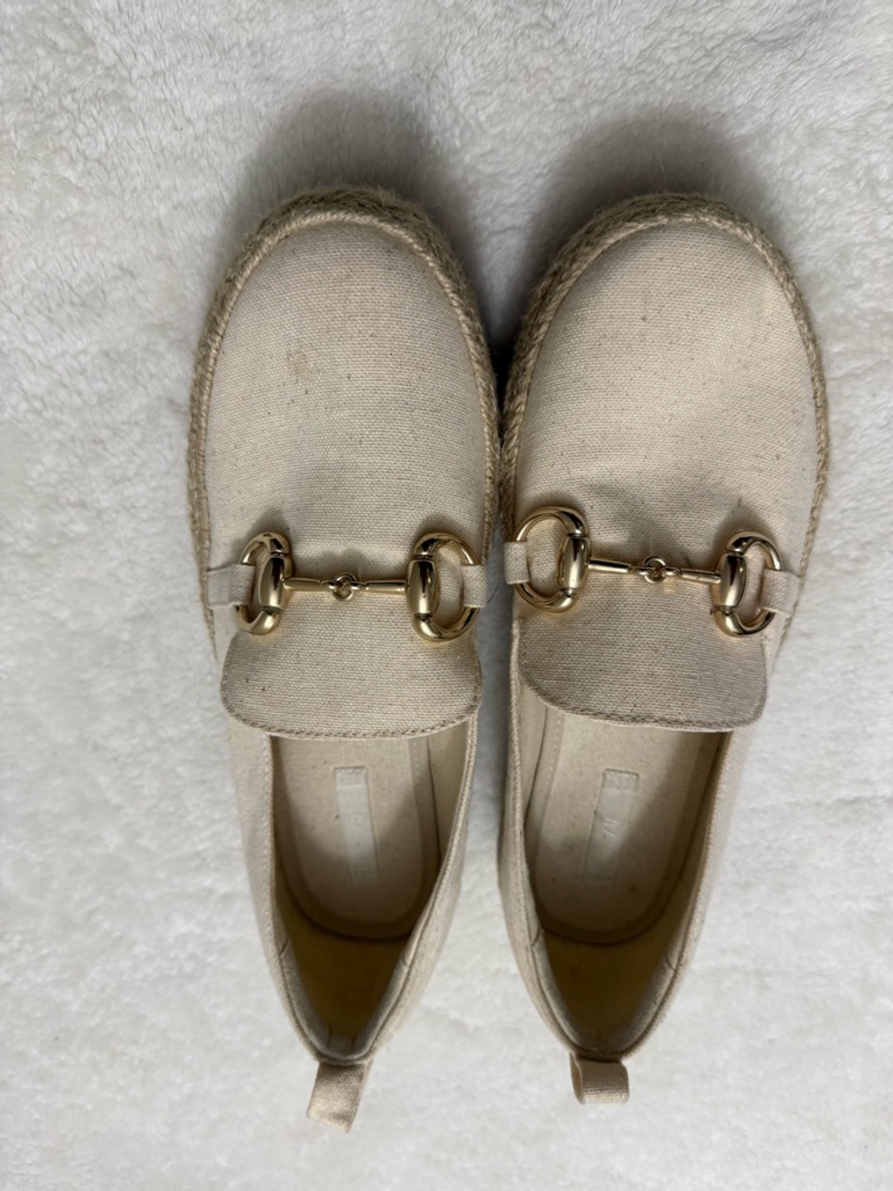 H&M Cream Espadrille Loafers with Gold Bit